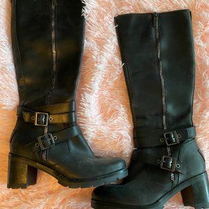 Ugg Black Leather Motot Boots Size 7.5
